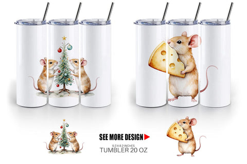 Tumbler Tiny Christmas Mice Sublimation artnoy 