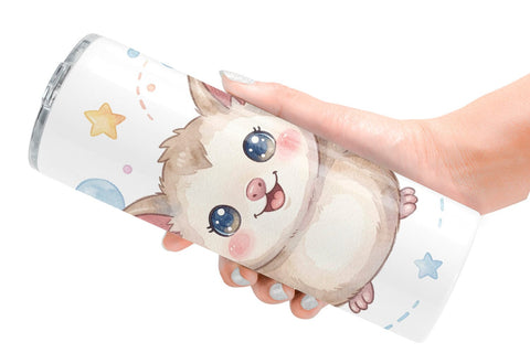 Tumbler Tiny Winged Baby Animal Watercolor Sublimation artnoy 