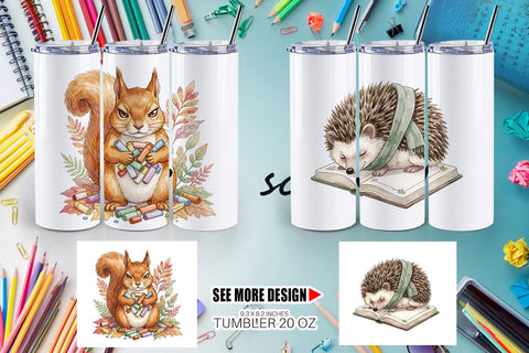 Tumbler Tired Boho Teacher Animal Watercolor Sublimation artnoy 