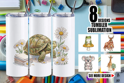 Tumbler Tired Boho Teacher Animal Watercolor Sublimation artnoy 