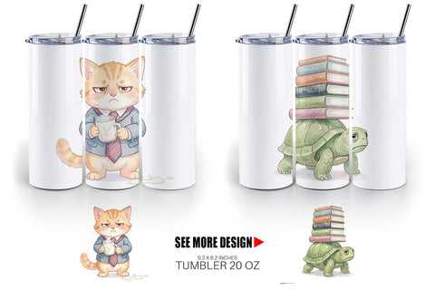 Tumbler Tired School Animal Morning Burnout Sublimation artnoy 