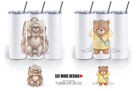 Tumbler Tired School Animal Morning Burnout Sublimation artnoy 