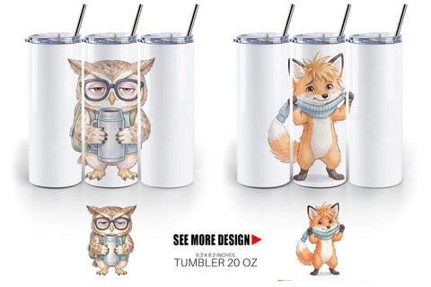Tumbler Tired School Animal Morning Burnout Sublimation artnoy 