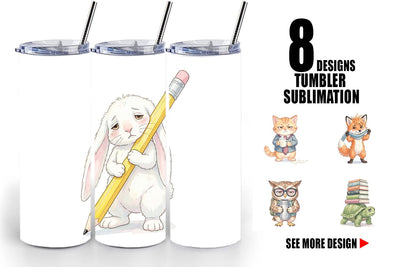 Tumbler Tired School Animal Morning Burnout Sublimation artnoy 