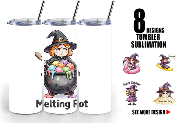 Tumbler Tired Summerween Witch Sublimation artnoy 