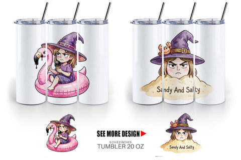 Tumbler Tired Summerween Witch Sublimation artnoy 