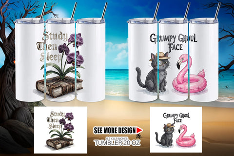 Tumbler Tired Tropical Scholar Goth Quote Sublimation artnoy 
