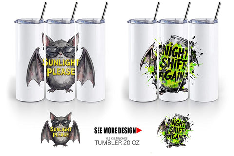 Tumbler Tired Vampire Grumpy Quote Sublimation artnoy 