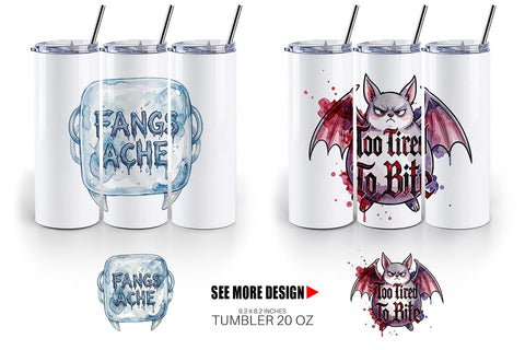 Tumbler Tired Vampire Grumpy Quote Sublimation artnoy 