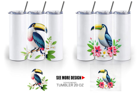 Tumbler Toucan Embroidery Sublimation artnoy 