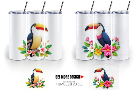 Tumbler Toucan Embroidery Sublimation artnoy 