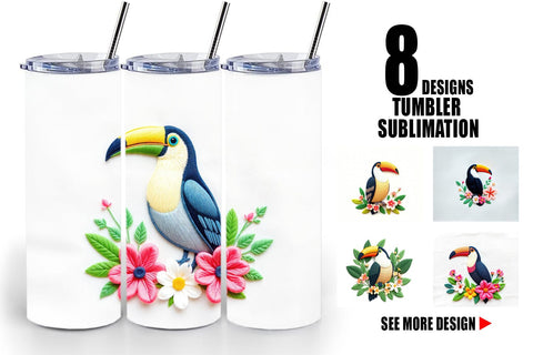 Tumbler Toucan Embroidery Sublimation artnoy 