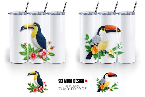 Tumbler Toucan Embroidery Sublimation artnoy 