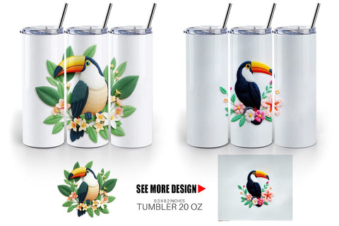 Tumbler Toucan Embroidery Sublimation artnoy 