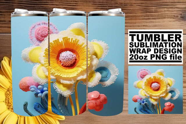 Tumbler Transformation: 3D Flower Pattern Sublimation Wraps Sublimation afrosvg 