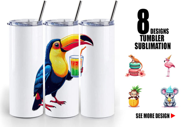 Tumbler Tropical Dessert Animals Sublimation artnoy 