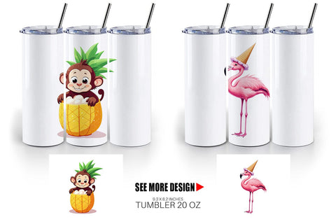 Tumbler Tropical Dessert Animals Sublimation artnoy 