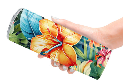 Tumbler Tropical Flowers Pattern Sublimation artnoy 