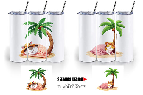 Tumbler Tropical Nap Cat Sublimation artnoy 