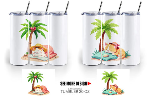Tumbler Tropical Nap Cat Sublimation artnoy 