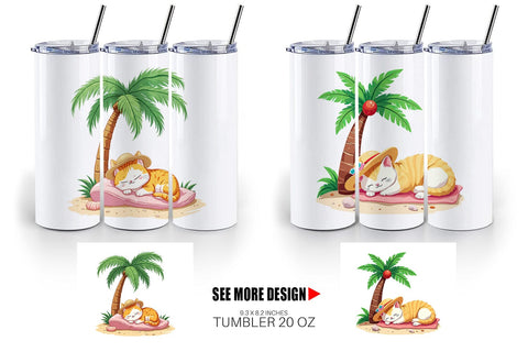 Tumbler Tropical Nap Cat Sublimation artnoy 