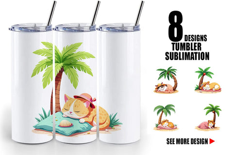 Tumbler Tropical Nap Cat Sublimation artnoy 