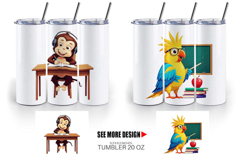 Tumbler Tropical School Animals Sublimation artnoy 