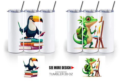 Tumbler Tropical School Animals Sublimation artnoy 
