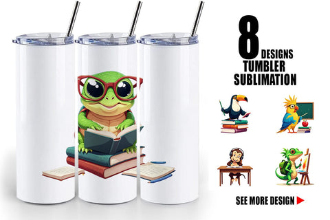 Tumbler Tropical School Animals Sublimation artnoy 
