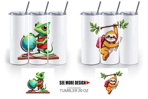 Tumbler Tropical School Animals Sublimation artnoy 