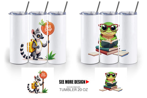 Tumbler Tropical School Animals Sublimation artnoy 