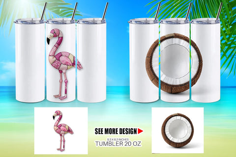 Tumbler Tropical Summer Patchwork Watercolor Sublimation artnoy 