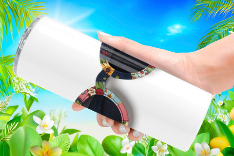 Tumbler Tropical Summer Patchwork Watercolor Sublimation artnoy 