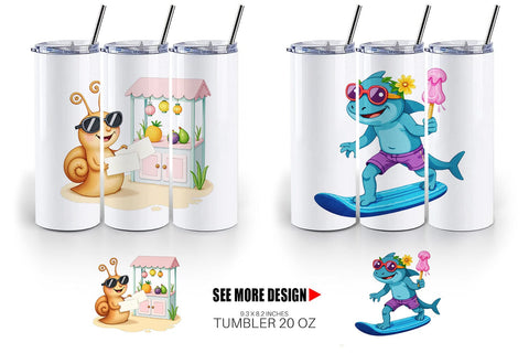 Tumbler Tropical Sunglass Creatures Sublimation artnoy 