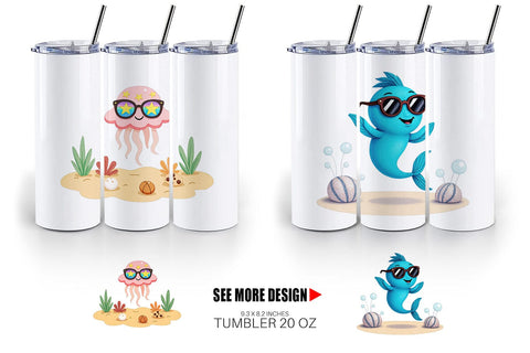 Tumbler Tropical Sunglass Creatures Sublimation artnoy 