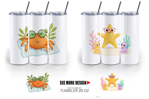 Tumbler Tropical Sunglass Creatures Sublimation artnoy 