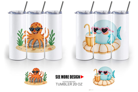 Tumbler Tropical Sunglass Creatures Sublimation artnoy 