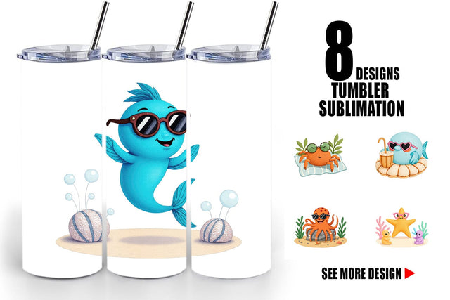 Tumbler Tropical Sunglass Creatures Sublimation artnoy 