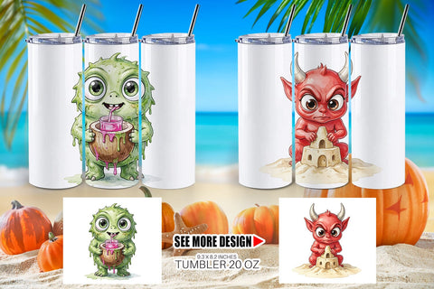 Tumbler Tropical Trick or Treater Sublimation artnoy 
