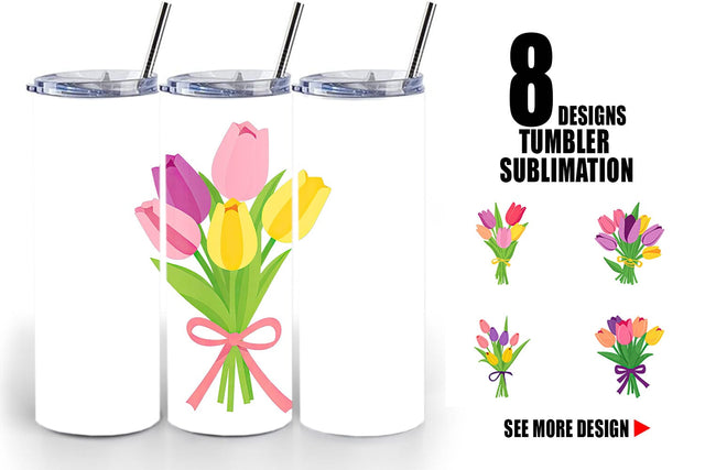 Tumbler Tulip Bouquet Sublimation artnoy 