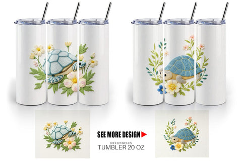 Tumbler Turtle Embroidery Sublimation artnoy 