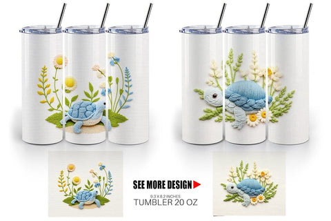 Tumbler Turtle Embroidery Sublimation artnoy 