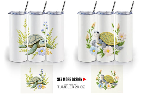 Tumbler Turtle Embroidery Sublimation artnoy 
