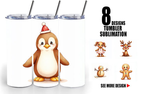 Tumbler UglyCute Gingerbread Pals Watercolor Sublimation artnoy 