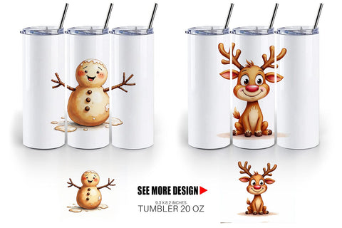 Tumbler UglyCute Gingerbread Pals Watercolor Sublimation artnoy 