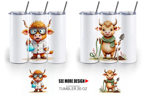 Tumbler UglyCute Highland Cow Occupations Quirky Jobs & Hobbies Sublimation artnoy 