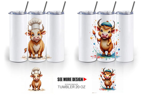 Tumbler UglyCute Highland Cow Occupations Quirky Jobs & Hobbies Sublimation artnoy 
