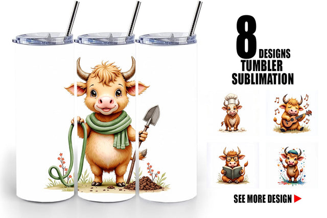 Tumbler UglyCute Highland Cow Occupations Quirky Jobs & Hobbies Sublimation artnoy 