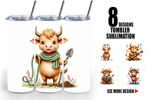 Tumbler UglyCute Highland Cow Occupations Quirky Jobs & Hobbies Sublimation artnoy 