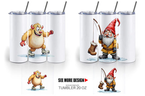Tumbler UglyCute Yeti & Gnome Winter Games Sublimation artnoy 